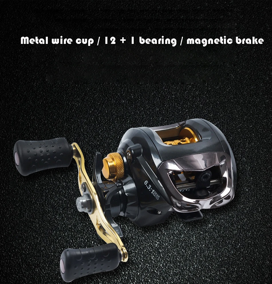 Carretel de Pesca de Freio Direita de Gotas de Água de Pesca Roda de Carretel de Arremesso 12 + 1 Fio de Metal à Esquerda e Mão Eixo Magnético Copo yu Tai 3 YU TAI 12 + 1 Eixo carretel