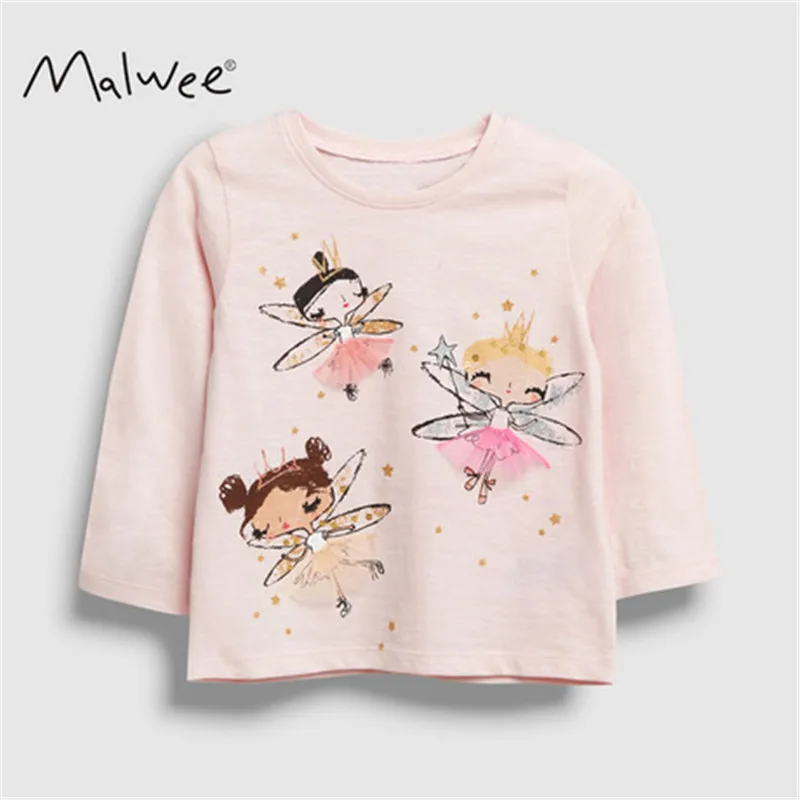 

Miss Haiwo Brand 2019 Long Sleeve Autumn Spring T shirt For baby kids Girls FAIRY LADY printing cutie t-shirts clothes