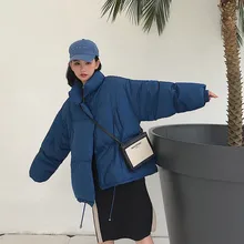 Корейский зимний женский с капюшоном сплошной цвет хлопок с длинным рукавом хлопок пальто теплая куртка с длинным разрезом свободный хлопок челнок