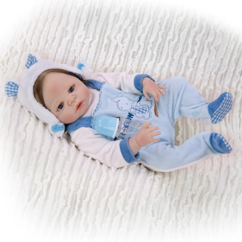 Очаровательная кукла NPK 57 см Reborn, ручная работа, полностью силиконовая Bebes кукла новорождённого кукла Boneca в милой одежде, Мужская Кукла Малыш