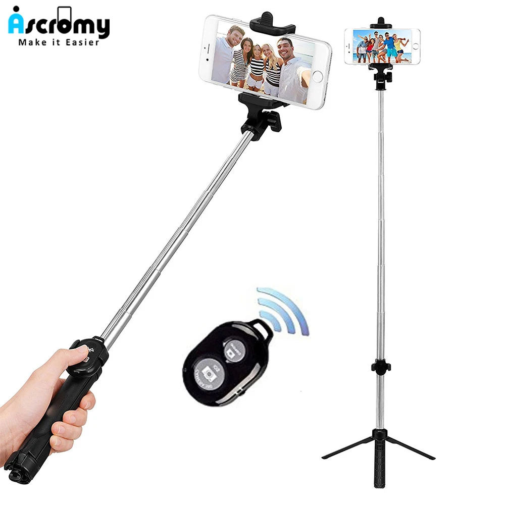 

Ascromy Selfie Stick Monopod Tripod Bluetooth Wireless Stand For iPhone Xs max xr x 7 Plus 8 6 Samsung Galaxy S8 S9 Accessories