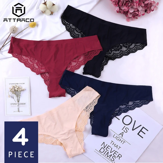 4 Pack Women Sexy Lace Underwear Lingerie Panties G-String Brief