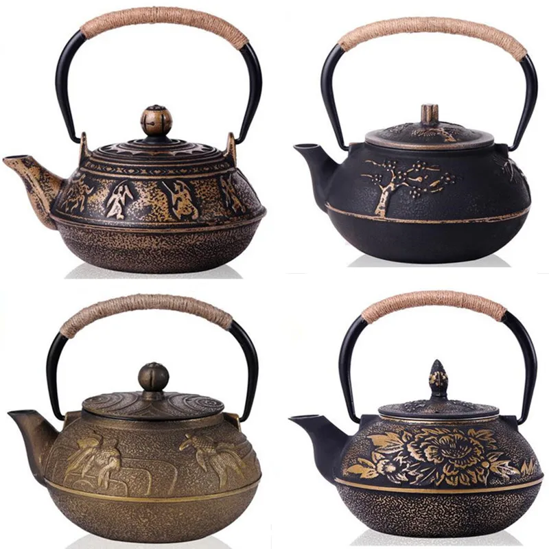 

Japanese Cast Iron Teapot Uncoated Kung Fu Tea Pot With Filter Handpainted Kettle Tetera De Hierro Fundido Drinkware 6 Style