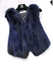 Женский жилет из натурального лисьего меха без рукавов TFP819|fox fur vest|natural fox vestreal |