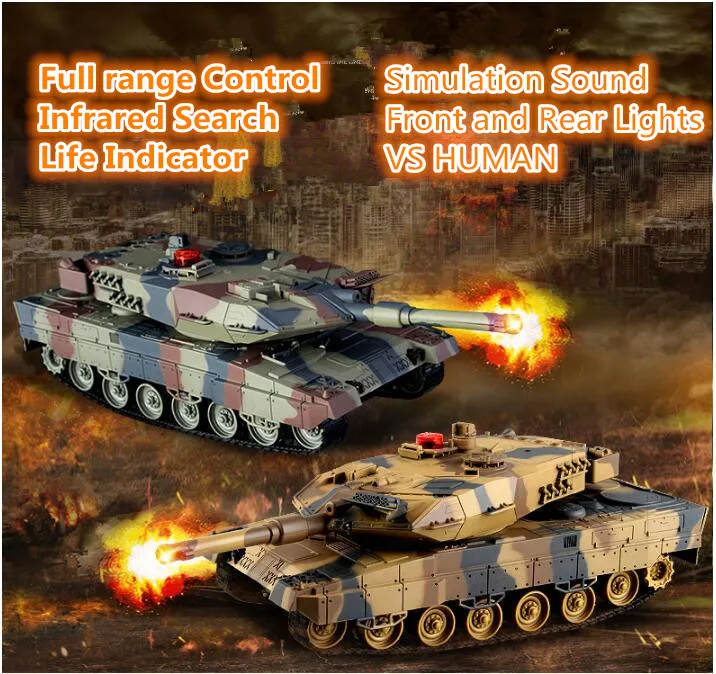 

German Panthers battle RC tank HQ-516 IIA6 38CM simulation sound VS HUMAN Recreational infrared remote control main battle toy