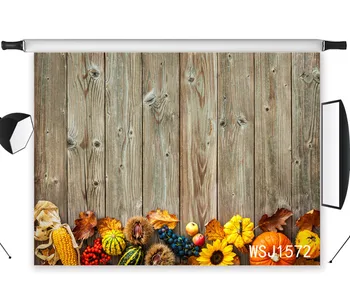 

LB Polyester & Vinyl Halloween Autumn Harvest Fruit Pumpkin Chestnut Wooden Board Photography Photo Background Studio Backdrop