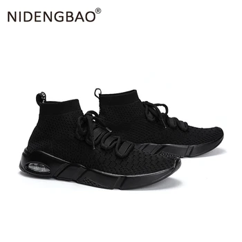 

Men Running Shoes Mesh Sneakers Breathable Outdoor Sport Shoes Lace up Sock Shoe Male Super Light Sock Trainers Big Size 39-46