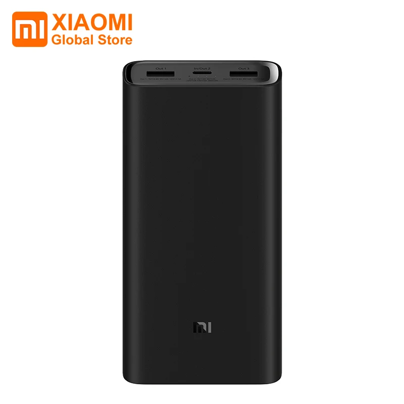 

Xiaomi Mi Power Bank 3 20000mAh USB-C 45W Two-way Fast Charge Three Port Output Lithium Polymer Battery for Phone Laptops