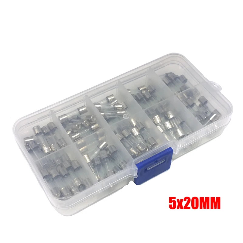 

100 piece/ lot 5x20mm Electrical Assorted Fuse Amp Fast-blow Glass Fuse Mix Set With Box 0.2A 0.5A 1A 2A 3A 5A 6A 8A 10A 15A