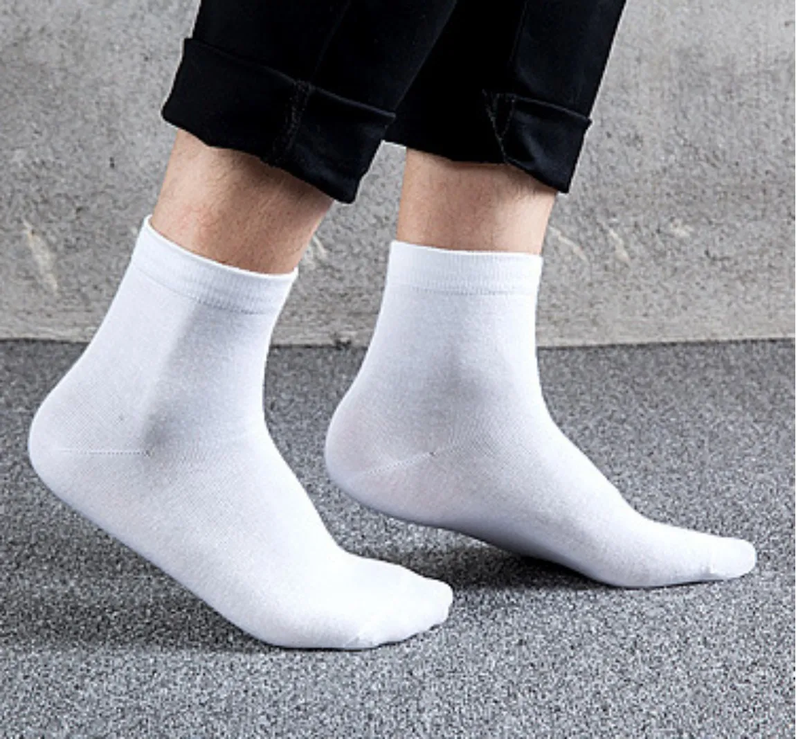 Хлопковые носки Для мужчин Мужские поло Бизнес носок классический Стиль чистый четверть экипажа платье Носки для девочек черный, Белый