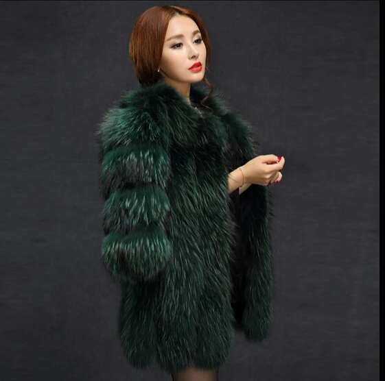 2017 novos Europeus e Americanos grande pele de guaxinim casaco de pele casaco de jaqueta e longo casaco estilo meia manga