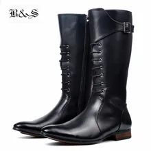 Черный и уличные мужчины ручной работы рыцарские высокие сапоги с острым носком в английском стиле винтажные военные ботинки