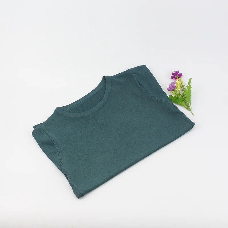 ONLYSVTER Летняя трикотажная женская футболка, высокая эластичность, круглый вырез, короткий рукав, футболка, дышащая женская футболка - Цвет: dark green