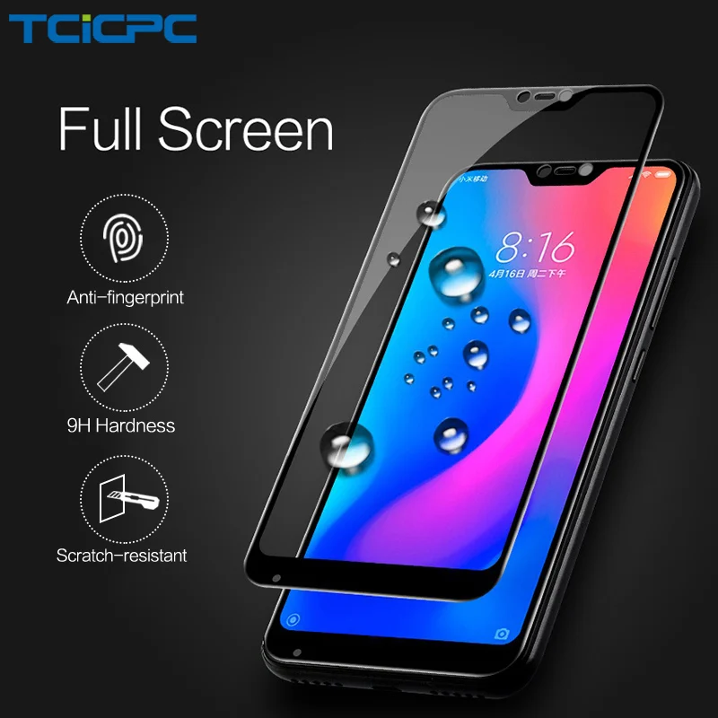 

TCICPC For Xiaomi Redmi Note 6 Pro Tempered Glass 9H Full Cover Protective Glass On Redmmi Note 6 Pro 6A Screen Protector Film