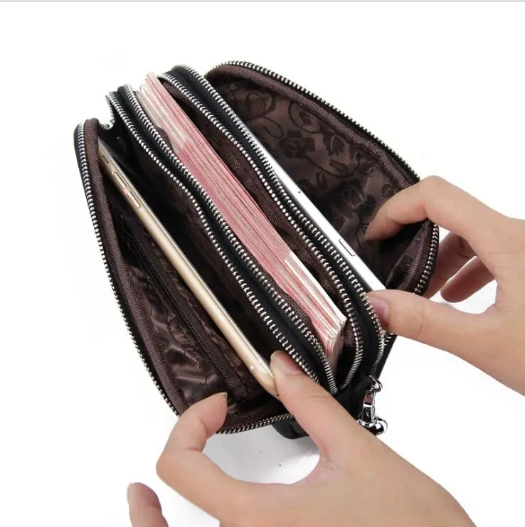 Long Women Wallet Genuine Leather 3 layers Zipper Wristlet Bag Big Capacity Lady Clutch Coin Purse Mobile phone bag 4 colours Long Women Wallet Genuine Leather 3 layers Zipper Wristlet Bag Big Capacity Lady Clutch Coin Purse Mobile phone bag 4 colours