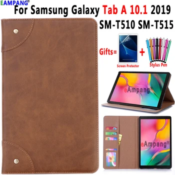 

Retro Leather Flip Book Case for Samsung Galaxy Tab A 10.1 2019 Case Cover T510 T515 SM-T510 SM-T515 Shell Funda Stand Card Slot