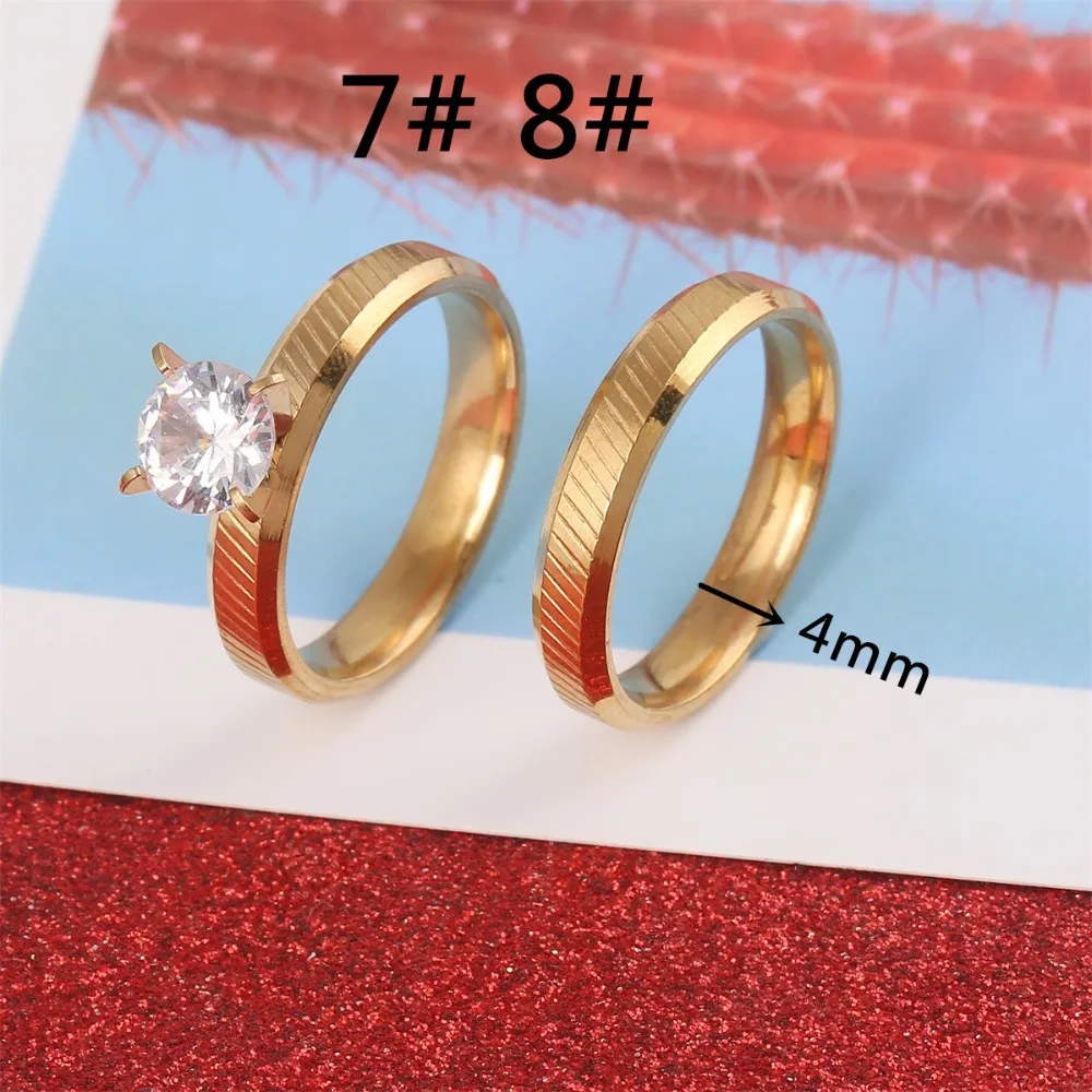 Романтические свадебные кольца для возлюбленной золотой цвет из нержавеющей стали пара кольца для помолвки вечерние ювелирные изделия