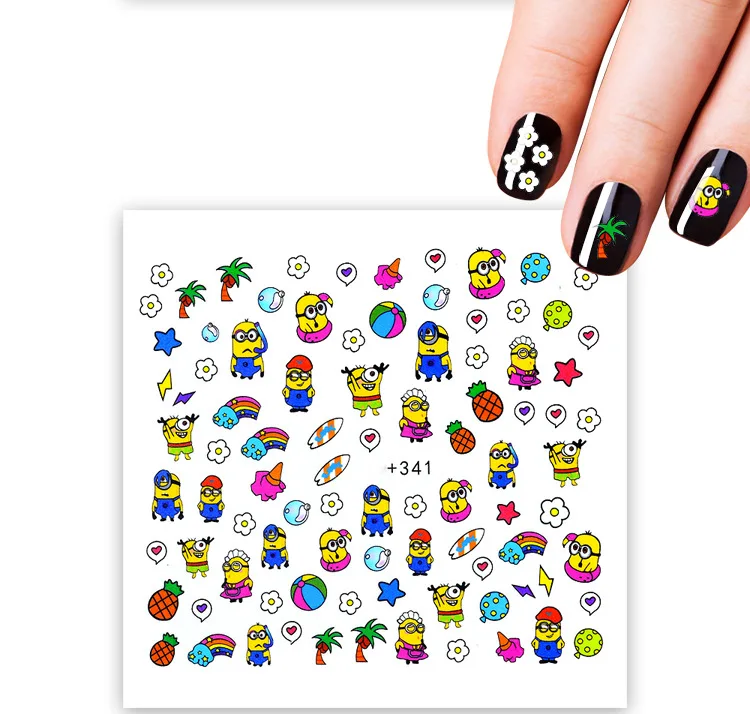 

Nail sticker art decoration Minions pineapple slider adhesive Water Transfer decals manicure lacquer art accessoires polish foil