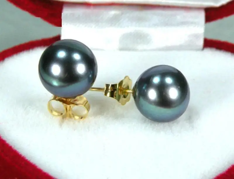 

PERFECT ROUND BLACK 10-11MM AAA SOUTH SEA PEARL EARRING 14K