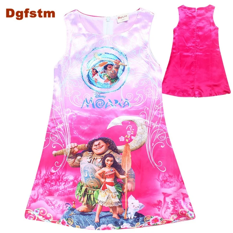

DGFSTM Baby Girl Clothes Kids Summer Dress 2017 Girls Moana Dresses Children Graffiti Print Sleeveless Vestidos For 4- 12 years