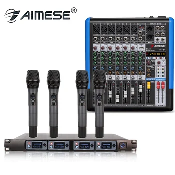 

Professional Wireless Microphone System U4000F 4 Channel UHF Dynamic 4 Handheld Microphone + MT-8 Portable Mixer 8 Channel