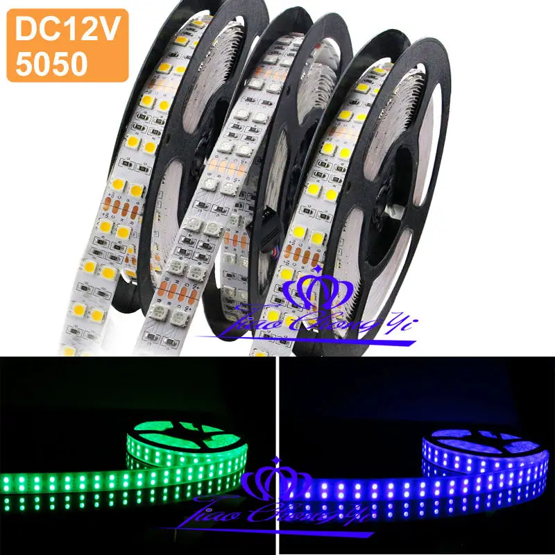 Двухрядный светодиодный светильник RGB 5 м 600 светодиодов 5050 белый теплый DC 12 В |