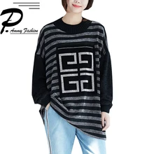 Осень-зима Новые Большие размеры толстые зимние бархат вельвет дна рубашка с длинными рукавами Для женщин с круглым вырезом футболки топы