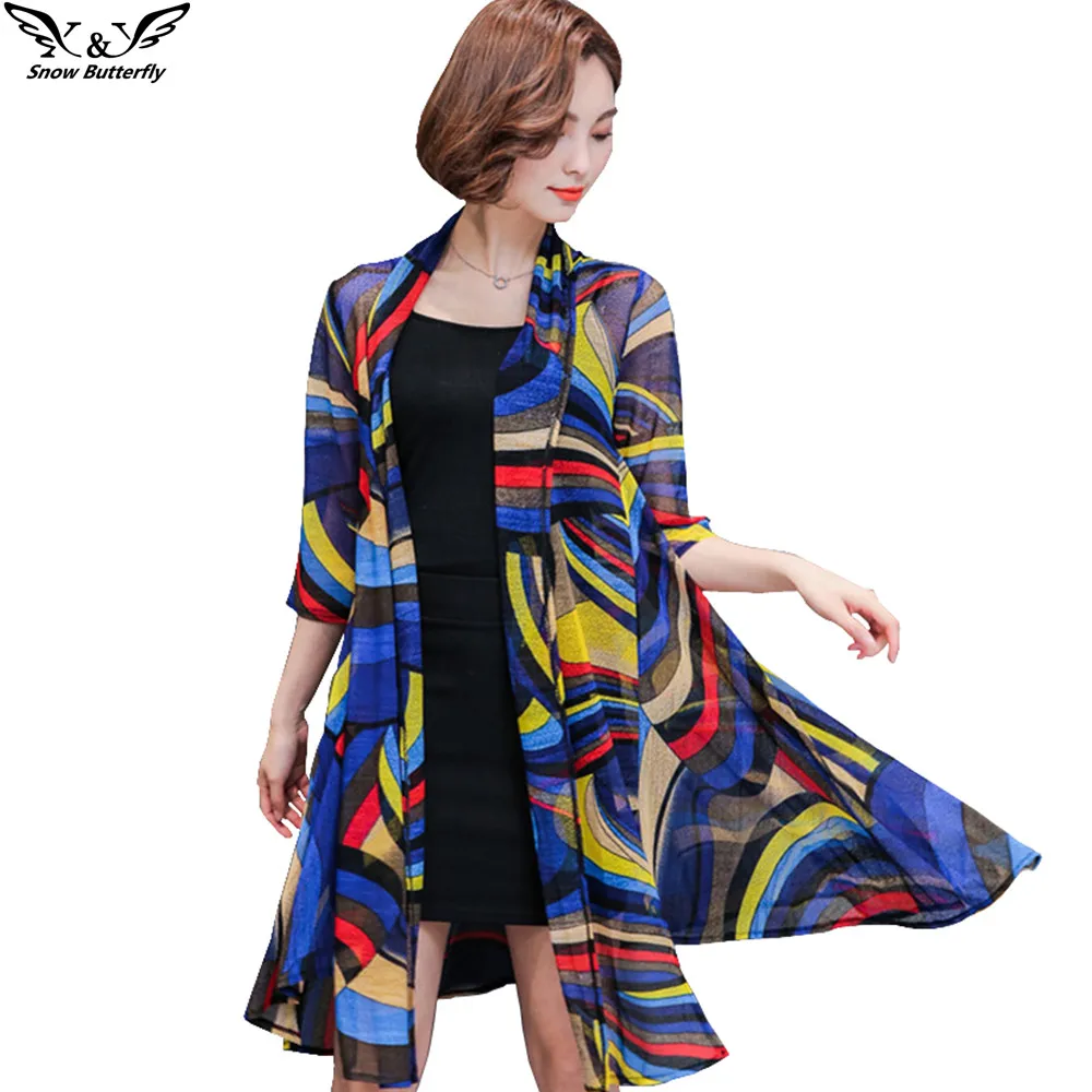 

2019 high quality Summer Kimono Cardigan Women tops Blouses Shirts Plus Size Chiffon Shirts Beach printing Clothes Blusas shawl