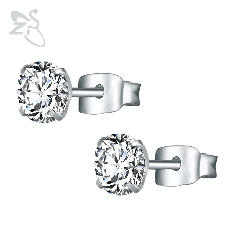 

3-8mm Small Silver Gold Earrings with Stone CZ Crystal Ear Studs Surgical Steel Cubic Zirconia Helix Earring Women Accessories