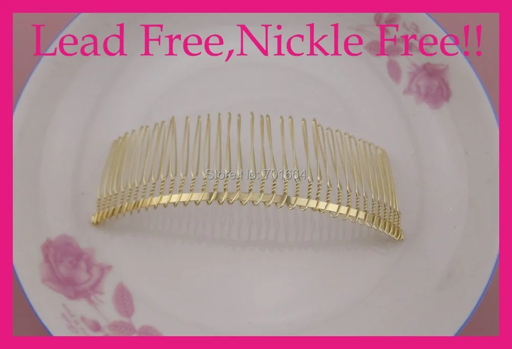 10PCS 35teeth Golden Plain Metal Hair Combs at nickle free lead free
