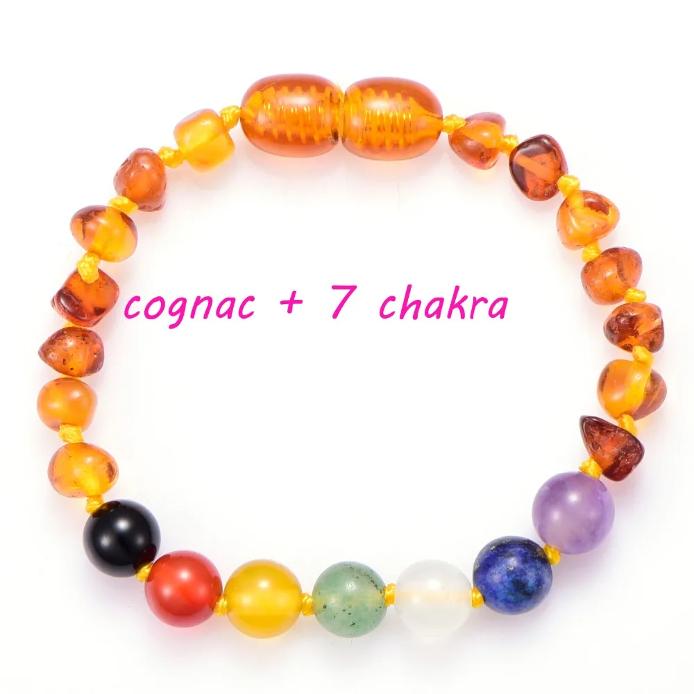 

Newest natural baltic ambar teething bracelet for baby with certificate unique natural stone beads 7 chakra