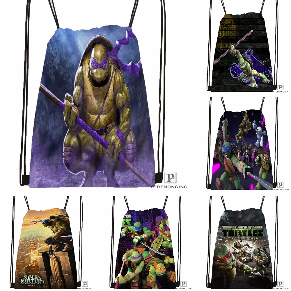 Custom Teenage Mutant Ninja Turtles Drawstring Backpack Bag Cute Daypack Kids Satchel Black Back 31x40cm 180531