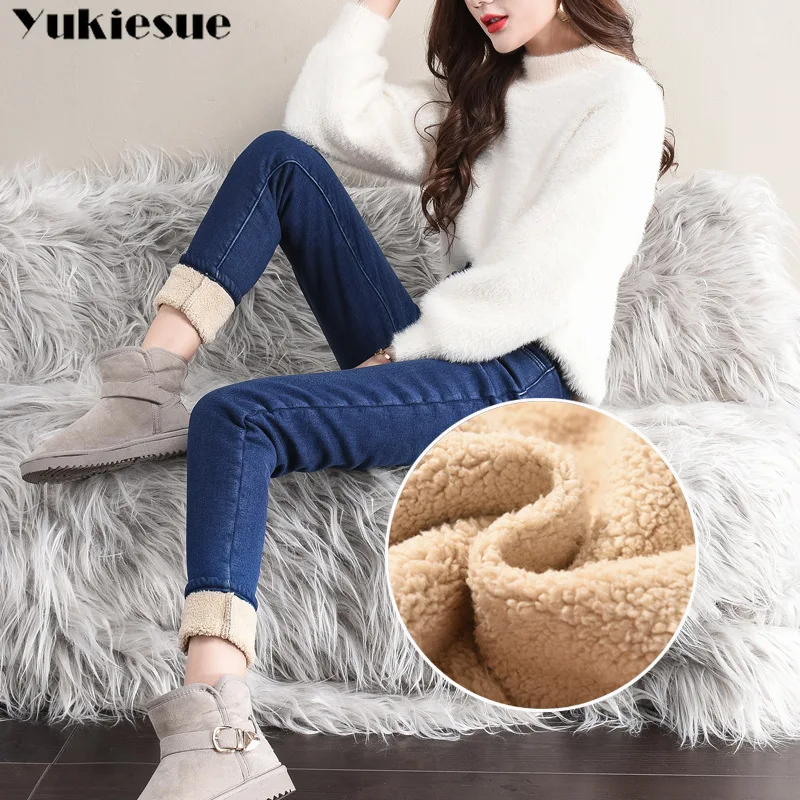 Najtaniej Zimowe dżinsy kobiece wysokiej talii Denim Skinny ciepłe grube dżinsy dla kobiet Mujer Plus rozmiar aksamitne spodnie Stretch Pantalon Femme