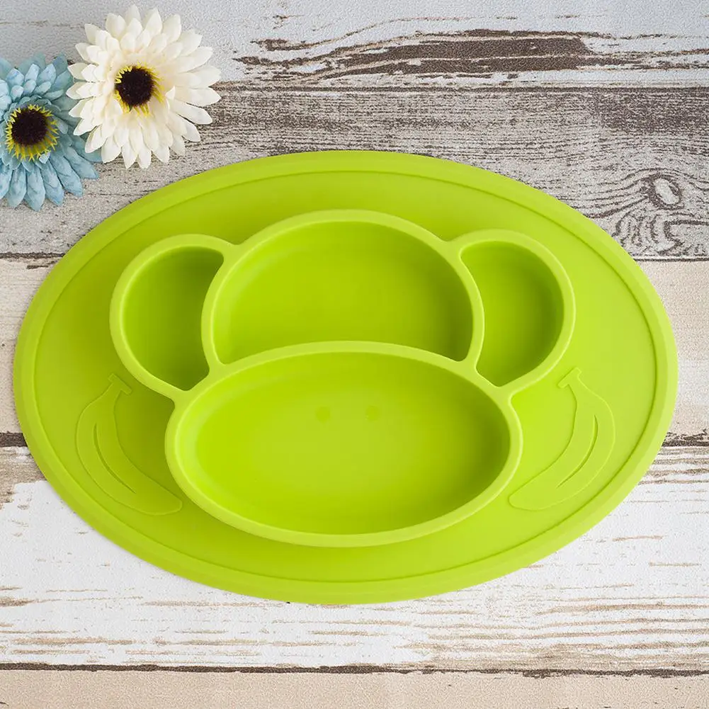 

Silicone Material Baby Dining Plate Health Lovely monkey face Lunch Tableware Kitchen Fruit Dishes Children baby boy girl Bowl