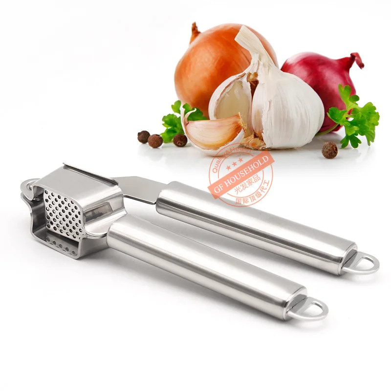 New Stainless Steel Garlic Press Kitchen Squeeze Tool Alloy Garlic