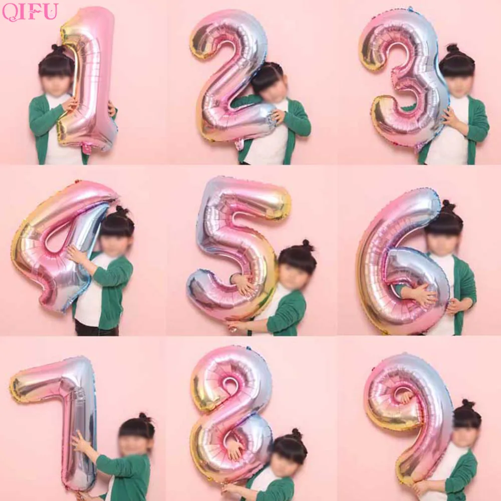 QIFU 14 шт. воздушные шары розового, золотого, серебряного цвета с украшением для дня рождения, Детские воздушные шары из фольги, надувные шары, товары для свадебной вечеринки