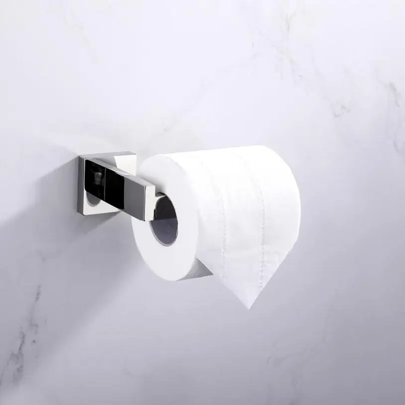 304 квадратный держатель для туалетной бумаги из нержавеющей стали, аксессуары для ванной комнаты, зеркальный хромированный полированный и черный и матовый 2 стиля - Цвет: mirror chrome