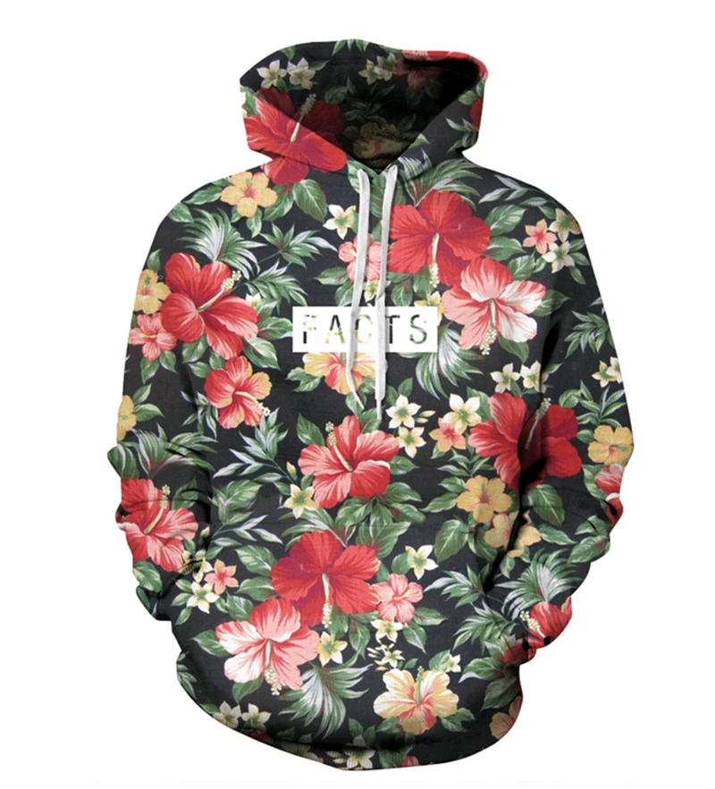 

2018 autumn spring 3D Hoodies Floral Facts Print Men Women Brand Clothing Sweatshirt Unisex Couple models Hooded sweatshirt