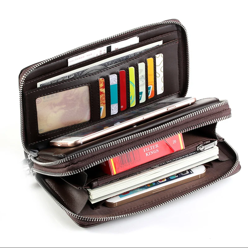 Men wallets with coin pocket long zipper coin purse for men clutch business Male Wallet Double zipper Vintage Large Wallet Purse Men wallets with coin pocket long zipper coin purse for men clutch business Male Wallet Double zipper Vintage Large Wallet Purse