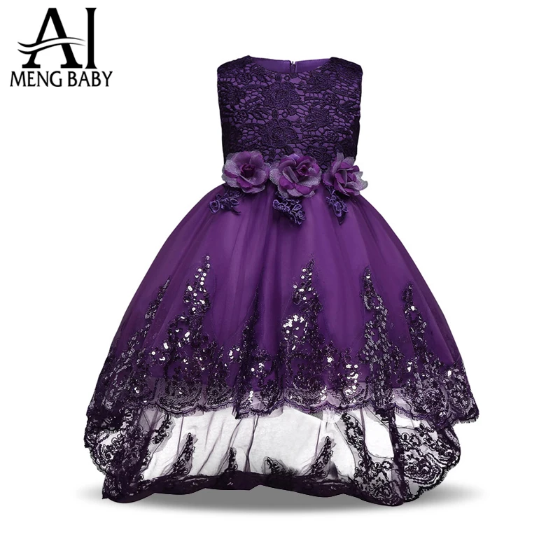 

Ai Meng Baby Flower Girls Dresses For Wedding Pageant Dovetail Bridal Gown Teenagers Children Girl Kids Ball Party Wear 4-12Yrs