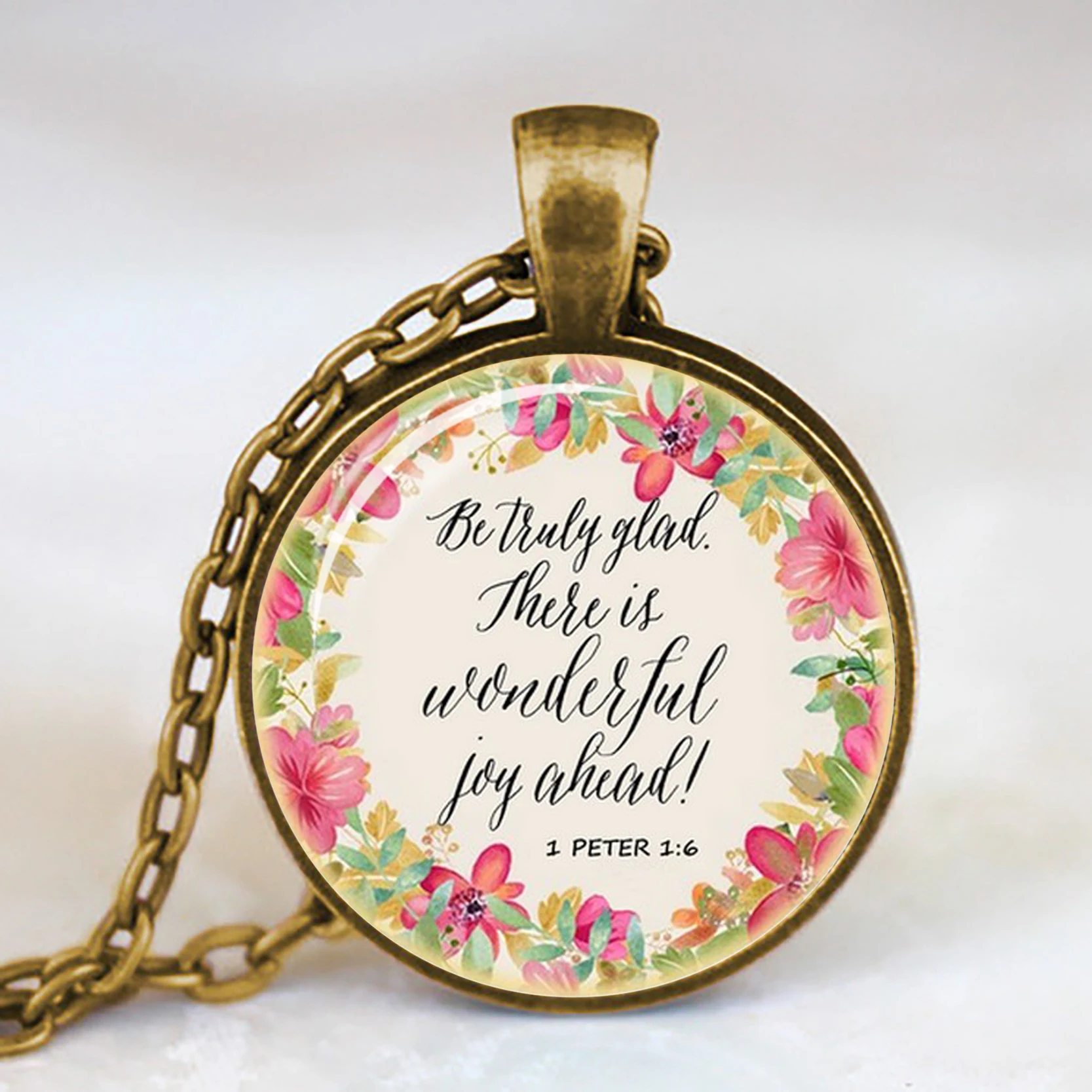 Bible Verses Scripture Necklace Ancient Bronze Color Pendant Necklace 