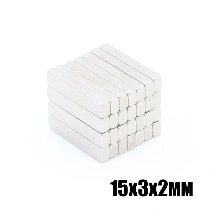 

50pcs 15x3x2 mm wholesale Strong Bar Block Magnets Rare Earth Neodymium 15mm x 3mm x 2 mm ndfeb Neodymium magnets 15x3x2 mm