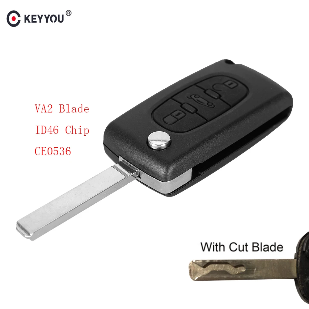 KEYYOU VA2 Cut/Uncut Blade Автомобильный Дистанционный ключ для CITROEN C2 C3 C4 C5 Berlingo; Picasso 3 кнопки флип-ФОБ управления CE0536 ASK