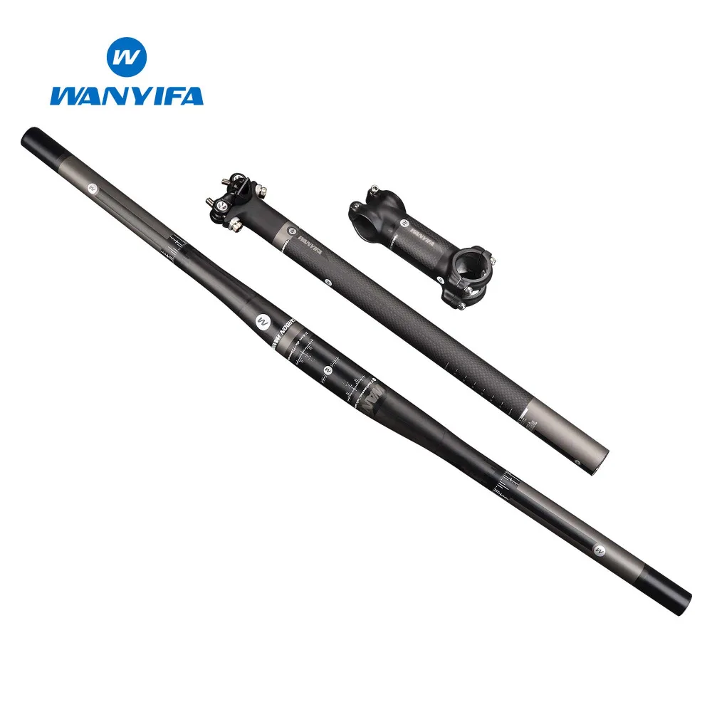 

Wanyifa Carbon Fiber Handlebar Set MTB Bike Handlebar + Seatpost + Stem Handlebar Bike Parts Carbon Fiber Handlebar