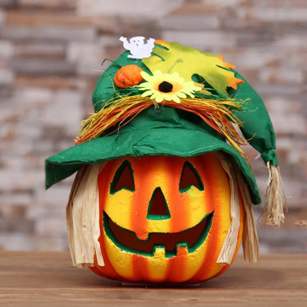 

DIY Hollow Glowing Cap Foam Pumpkin LED Light Performance Prop Halloween Bar Decor Scarecrow Ornaments Pumpkin Lantern Party