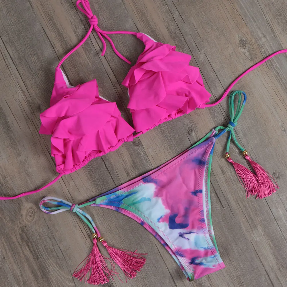 

NEW Ruffle Brazilian Bikini Set Sexy Push Up Swimwear Women Micro Swimsuit Bathing Suits Swimming Suit For Women Maillot De Bain