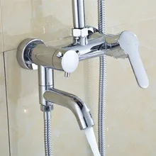 Free shipping Wholesale solid brass bath shower faucet with wall mounted bathroom shower mixer tap of chrome shower taps