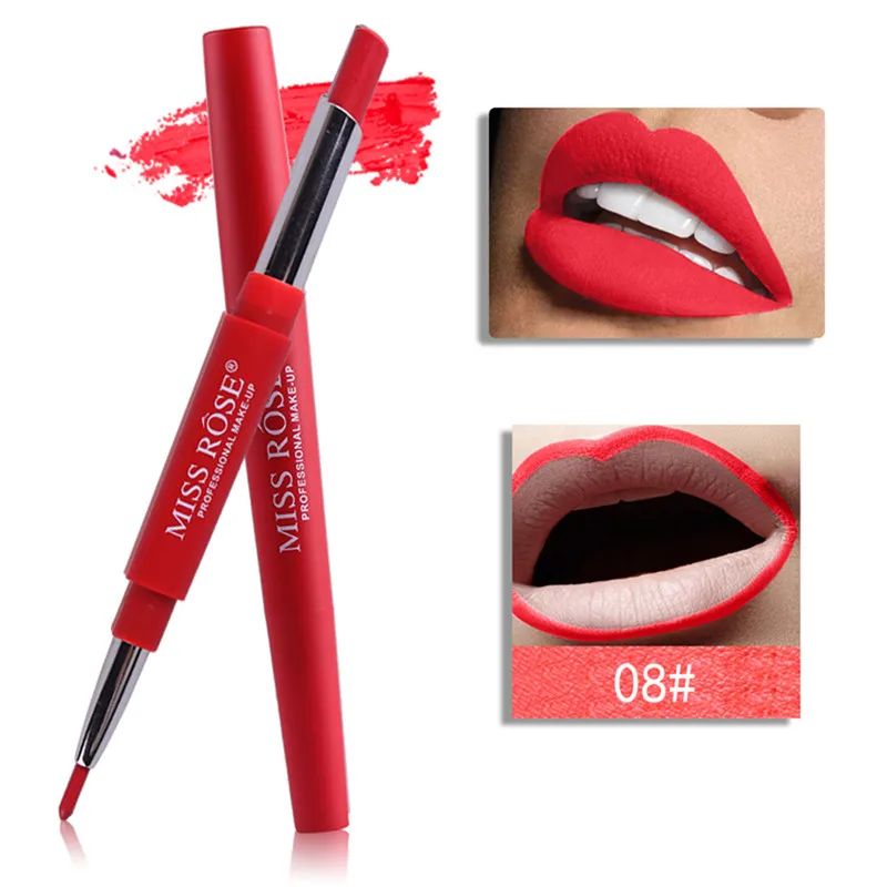 2 в 1 матовый карандаш для губ Lipliner+ ручка для губной помады водостойкая долговечная многофункциональная ручка для губной Помады Косметический инструмент для макияжа - Цвет: 8