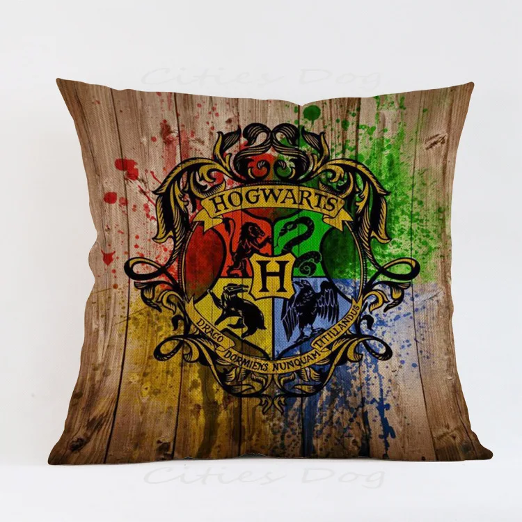 45*45 cm Harri Potter Logo de la Escuela de Hogwarts mundo mágico regalo sólo piel galletas niños juguetes muñeca cojín cubierta de Peluche
