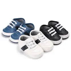 Весенне-осенняя повседневная спортивная обувь в полоску с мягкой подошвой для маленьких мальчиков 0-1 лет, нескользящая обувь для малышей
